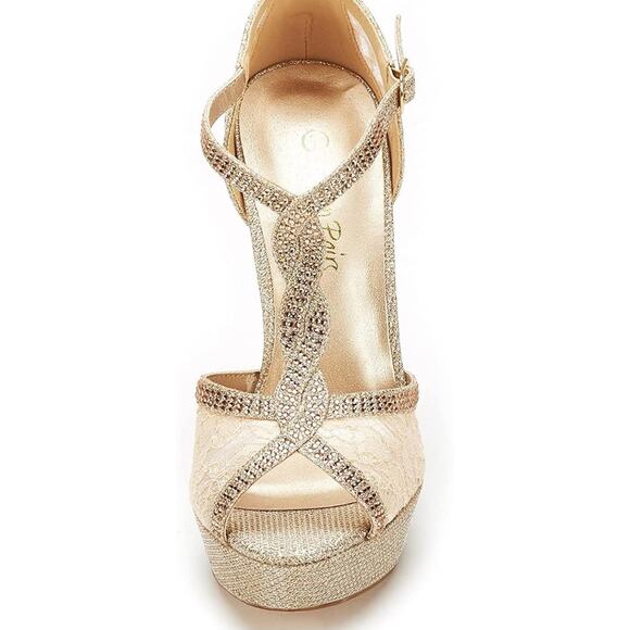 DREAM PAIRS Women's Heeled Sandals: 5'' Stiletto, Rhinestone Pumps, SZ 7.5 Shoes - Picture 2 of 9